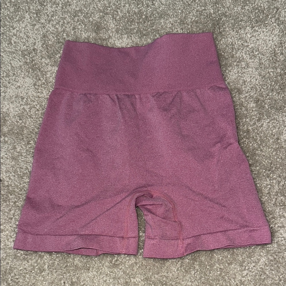 High-Waisted Pink Bike Shorts with Ribbed Waistband